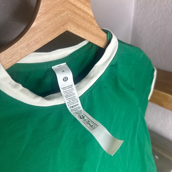 Lululemon Organic Cotton Cotton Ringer Baby Tee • Raceway Green • Sz M - Picture 3 of 4